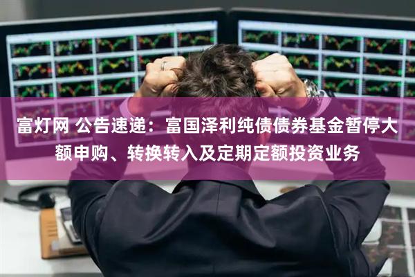 富灯网 公告速递：富国泽利纯债债券基金暂停大额申购、转换转入及定期定额投资业务